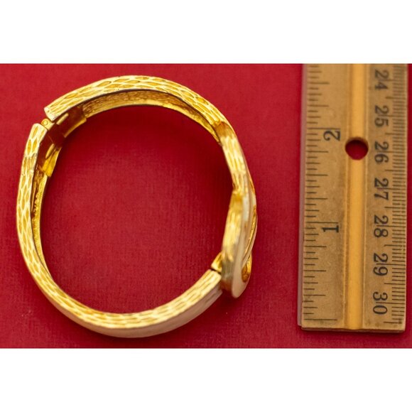 7 inch, Vintage Tangled Gold Tone Ribbon Hinge Bangle by Hill - F51 - Picture 3 of 3